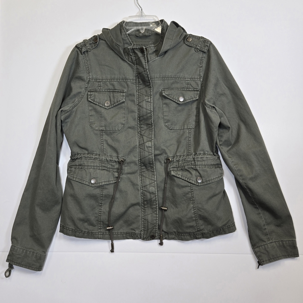 Aeropostale Green Cinch Waist Hooded lightweight Parka Jacket sz S